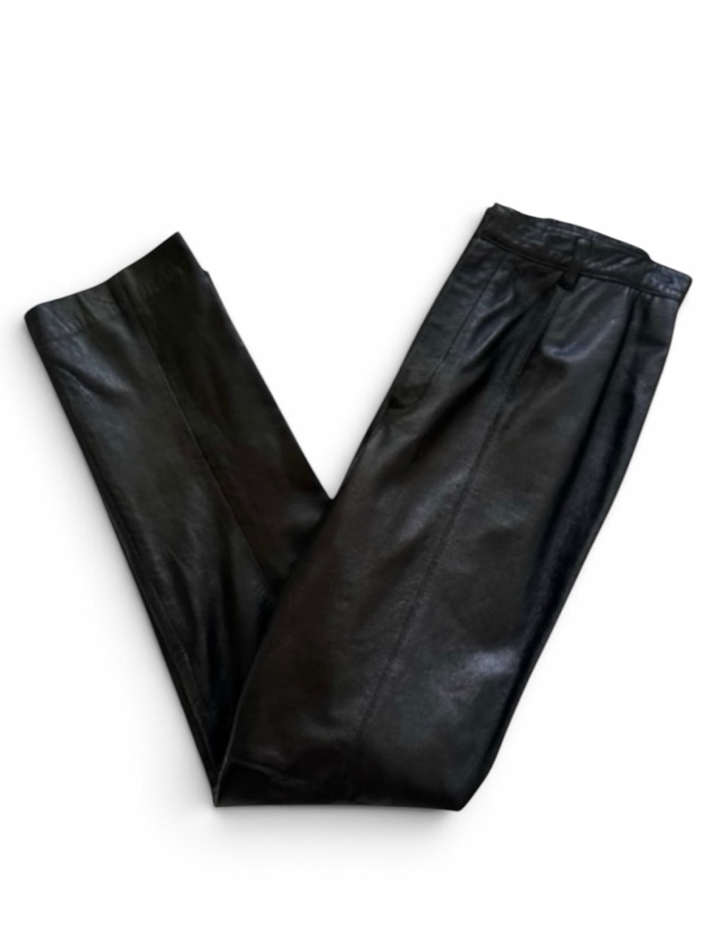 Company Ellen Tracy Black High Waisted Leather Pants Size 4